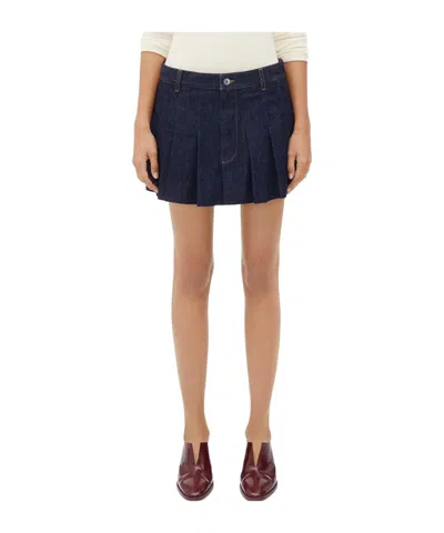 BOTTEGA VENETA BOTTEGA VENETA PLEATED DENIM MINI SKIRT