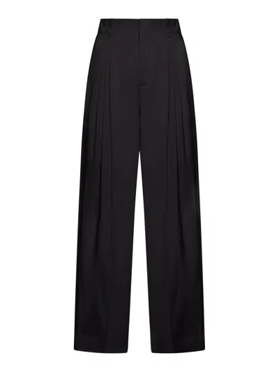 Bottega Veneta Pleated Detail Tailored Trousers In Off Black