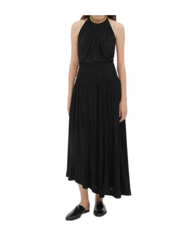 Bottega Veneta Light Viscose Jersey Plisse Dress In Black