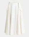 Bottega Veneta Pleated Fluid Viscose Twill Midi Skirt In Bianco