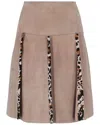 Bottega Veneta Pleated Leather Mini Skirt In Brown