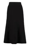 Bottega Veneta Pleated Midi Skirt In Black