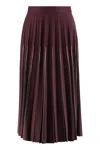 Bottega Veneta Flared High-waisted Midi Pleated Skirt In Brown