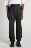 Bottega Veneta Wide Leg Cotton Trousers With Belt Loops In Blue
