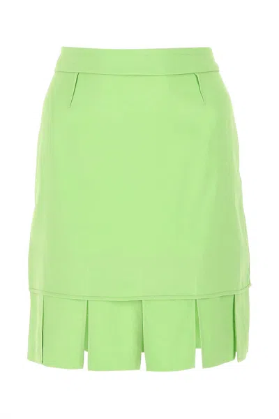 Bottega Veneta Pleated Viscose Elastan Skirt In Green