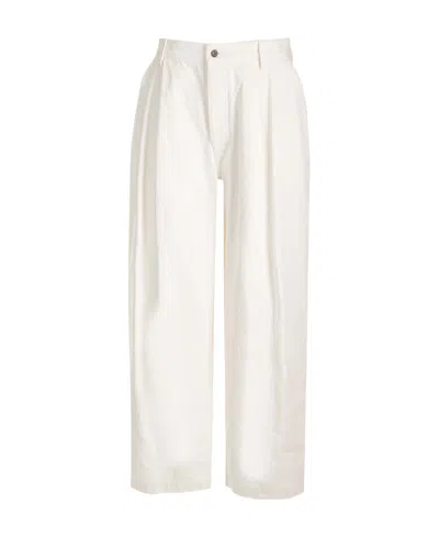 Bottega Veneta White Pleated Denim Trousers