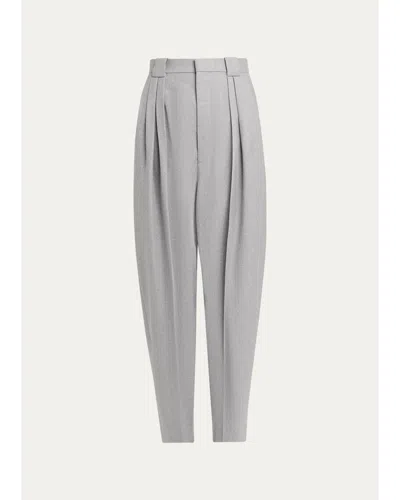 Bottega Veneta Pleated Wool Barrel-leg Trousers In Antracite