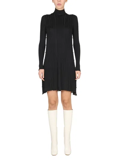 Bottega Veneta Plisse Dress In Black