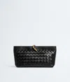 Bottega Veneta Rectangular Clutch Bag Woven Texture Hardware In Black