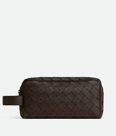 Bottega Veneta Intrecciato Travel Pouch In Brown