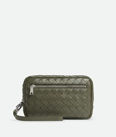 Bottega Veneta Intrecciato Small Pouch With Wristlet In Green