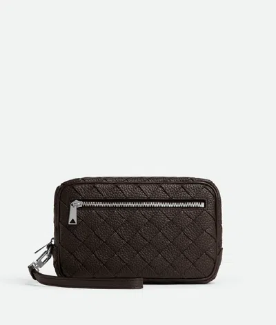 Bottega Veneta Intrecciato Small Pouch With Wristlet In Brown