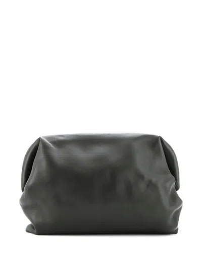 Pre-owned Bottega Veneta Pochette Leather Large Clutch Bag In Green