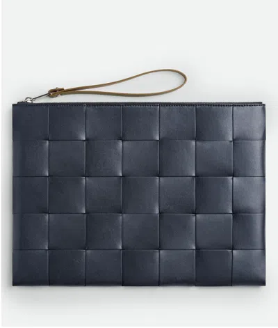 Bottega Veneta Cassette Large Flat Pouch In Blue