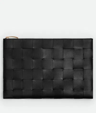 Bottega Veneta Bottega  Veneta Large Cassette Flat Pouch In Noir