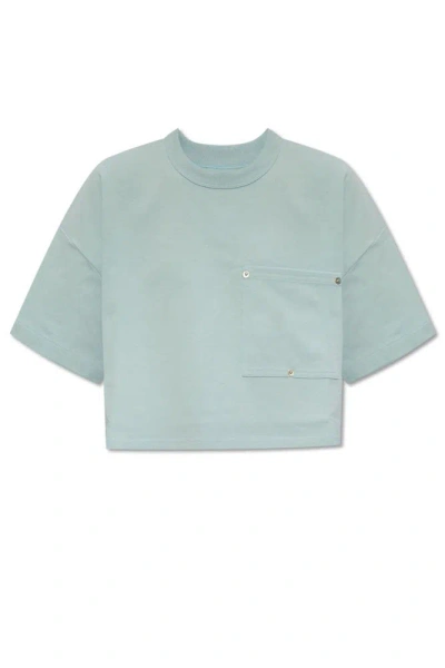 Bottega Veneta Pocket Detailed Cropped T-shirt In Blue