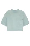 Bottega Veneta Pocket Detailed Cropped T-shirt In Azzurro