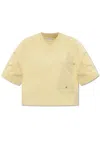 Bottega Veneta Jersey Cropped T-shirt With V Pocket In Cream