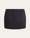 Bottega Veneta Womens Anthracite Patch-pockets Mid-rise Cotton-blend Mini Skirt In Blue