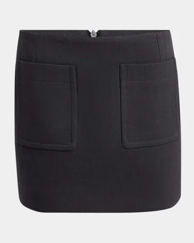 Bottega Veneta Pocket Light Structured Cotton Mini Skirt In Gray