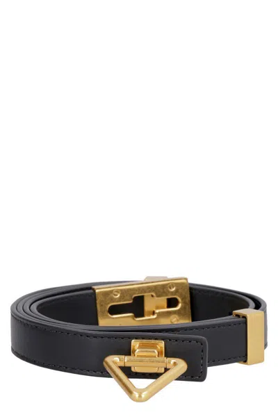 Bottega Veneta Point Lock Belt In Black