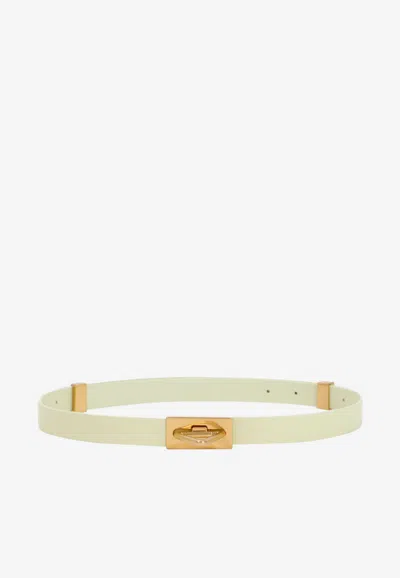 Bottega Veneta Point Lock Calf Leather Belt In Lemon