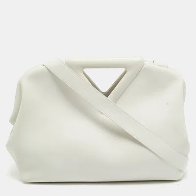 Pre-owned Bottega Veneta Point Medium White Leather Shoulder Bag