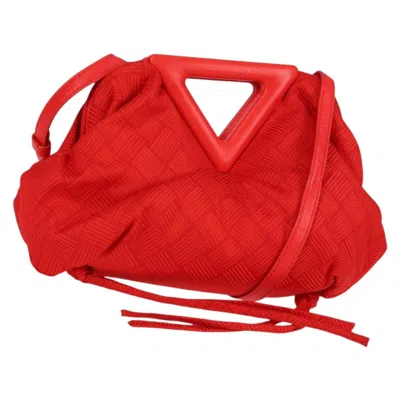 Pre-owned Bottega Veneta Point Shoulder Bag Chunky Knit Fabric Red Nylon Shoulder Bag Bag ()