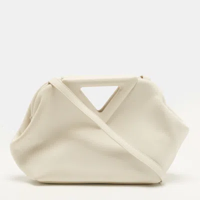 Pre-owned Bottega Veneta Point Small White Leather Bag