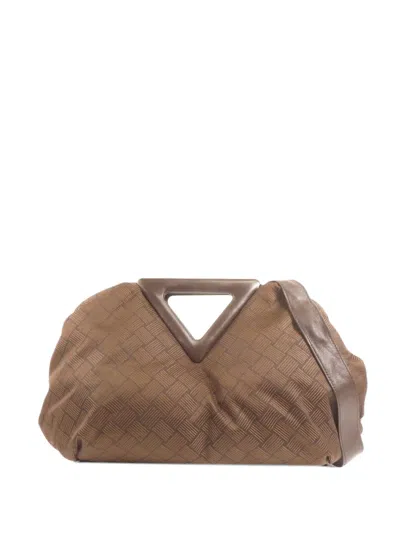 Pre-owned Bottega Veneta Point Triangle Shoulder Bag In Brown