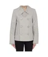 Bottega Veneta Peacoat Double-breasted Wide Collar Jacket In Gray