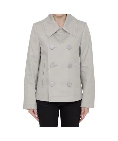 Bottega Veneta Pointed-collar Double-breasted Jacket In Gray