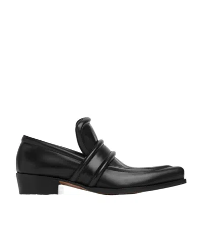 Bottega Veneta Pointed Loafer Shoes In Black