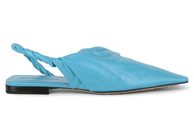 Pre-owned Bottega Veneta Pointed Toe Slingback Flats (women's) Sneakers In Blue