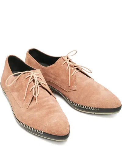 Pre-owned Bottega Veneta Pointed-toe Stitch-detail Derby Shoes In Brown