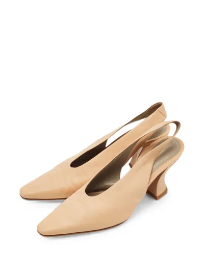 Pre-owned Bottega Veneta Pointed-toe Slingback Pumps In Neutral