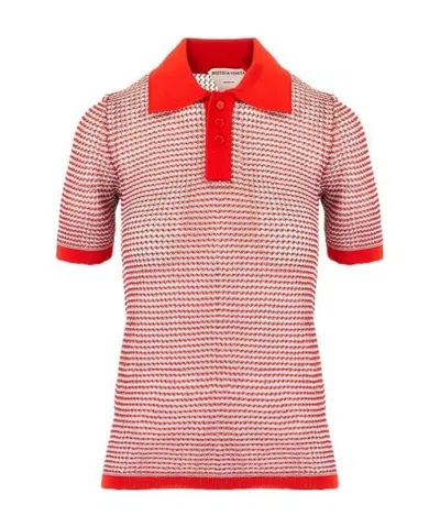 Bottega Veneta Pointelle-knit Polo Shirt In White