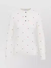 Bottega Veneta Polka Dot Crew Neck Top With Red Embellishment