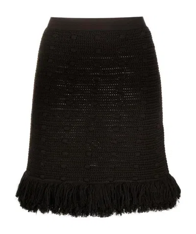 Bottega Veneta Polka Dot Knitted Skirt In Black
