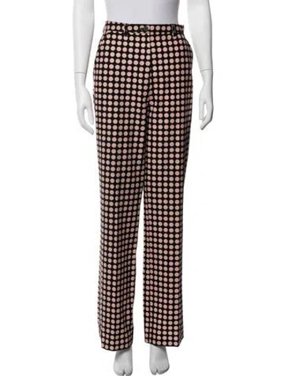 Pre-owned Bottega Veneta Polka Dot Print Straight Leg Pants In Black