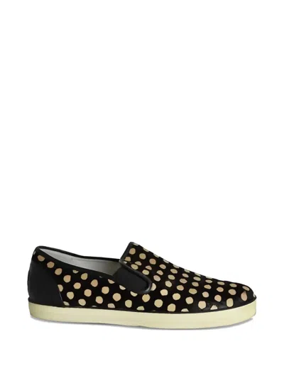 Pre-owned Bottega Veneta Polka-dot Slip-on Sneakers In Black