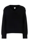 Bottega Veneta Stretch Cotton Blend Polo Shirt With Ribbed Texture In Black