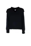 Bottega Veneta Stretch Cotton Blend Polo Shirt With Ribbed Texture In Black