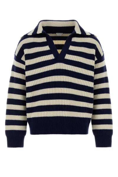 Bottega Veneta Men Embroidered Wool Blend Polo Shirt In Multi