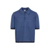 Bottega Veneta Linen Polo With Geometric Jacquard Pattern In Blue