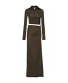 Bottega Veneta Embellished Cutout Ruched Stretch-jersey Maxi Dress In Green