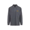 Bottega Veneta Mens Dark Grey Melange Melange Long-sleeve Cotton Polo Top Xl In Gray