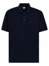 Bottega Veneta Blue Polo With Classic Collar And Embroidered Logo On The Front In Tone On Tone Cotto In Blue