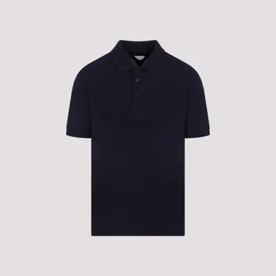 Bottega Veneta Chine Cotton Piquet Polo In Blue