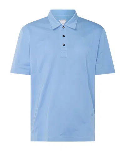 Bottega Veneta Polo Shirt With Lapel Short Sleeve In Blue